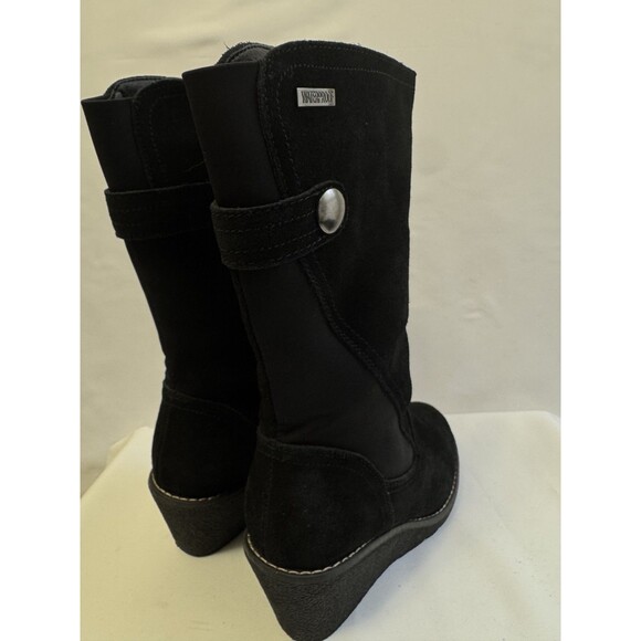 Khombu Boots Womens 7 M Pisa Knee High Tall Wedge Black Leather Waterproof - Picture 4 of 16